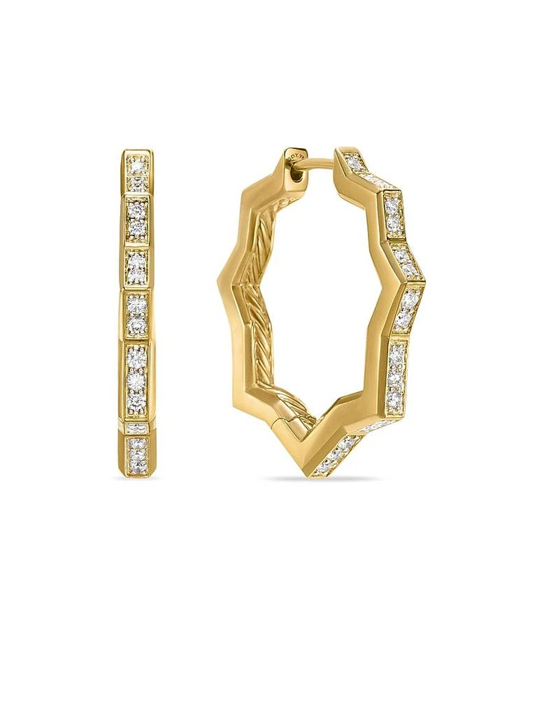 David Yurman Zig Zag Stax™ Hoop Earrings in 18K Yellow Gold with Diamonds, 22.8MM 1
