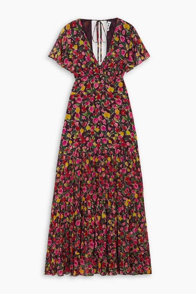 Rixo Delicia floral-print metallic fil coupé chiffon maxi dress 1