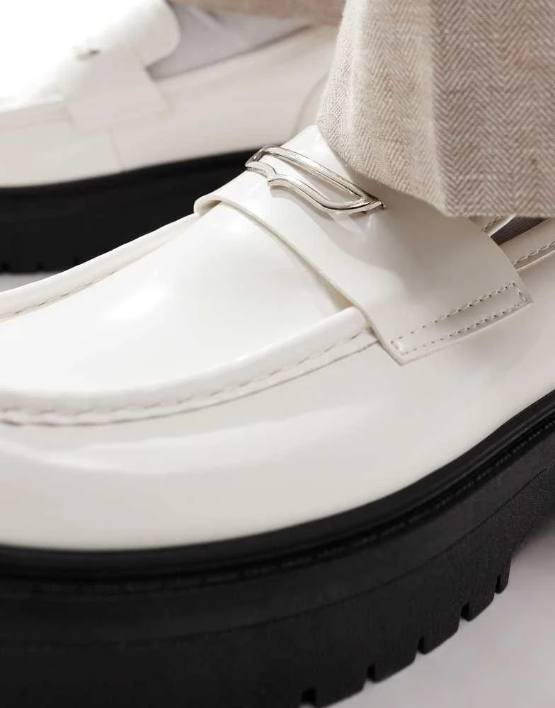 ASOS ASOS DESIGN chunky loafers in white 4