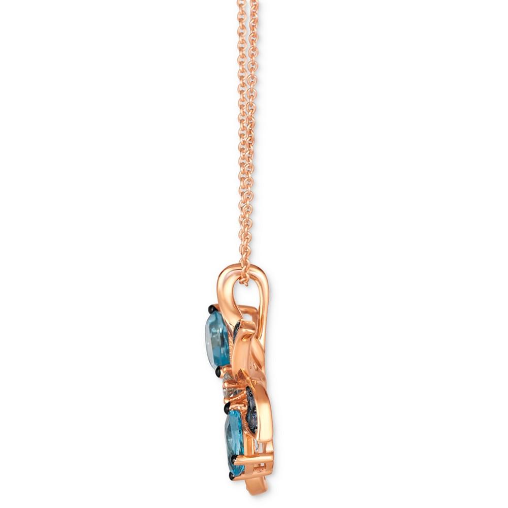 Le Vian Multi-Gemstone (1-5/8 ct. t.w.) & Vanilla Diamond (1/20 ct. t.w.) Flower Adjustable 20" Pendant Necklace in 14k Rose Gold