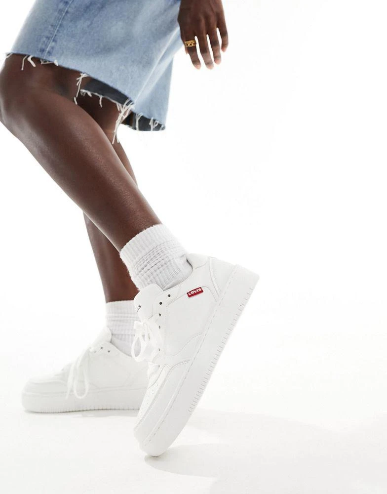 Levi's Levi's Paige leather trainer in white with red tab logo 1