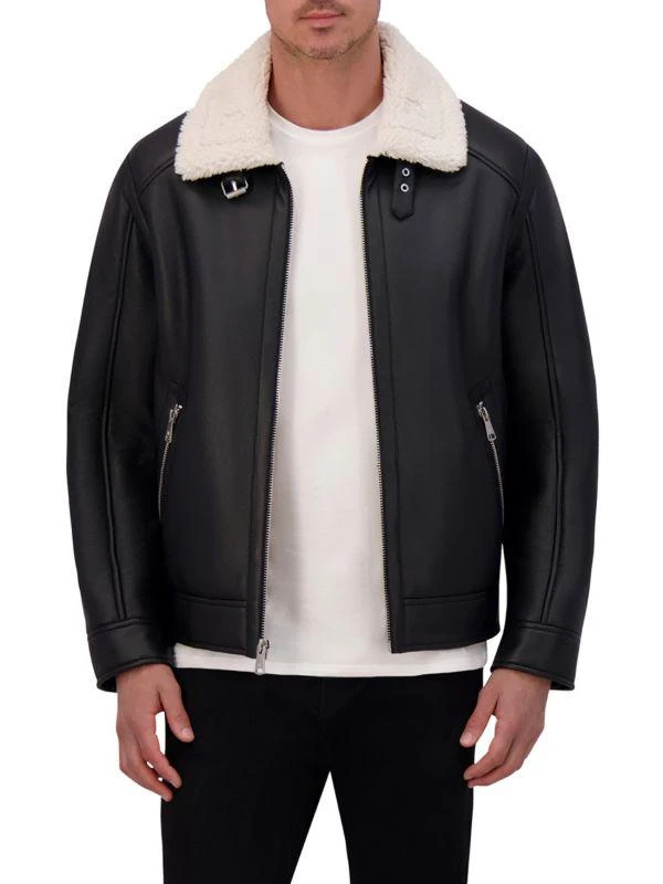 Kenneth Cole Faux Leather Bomber Jacket 4