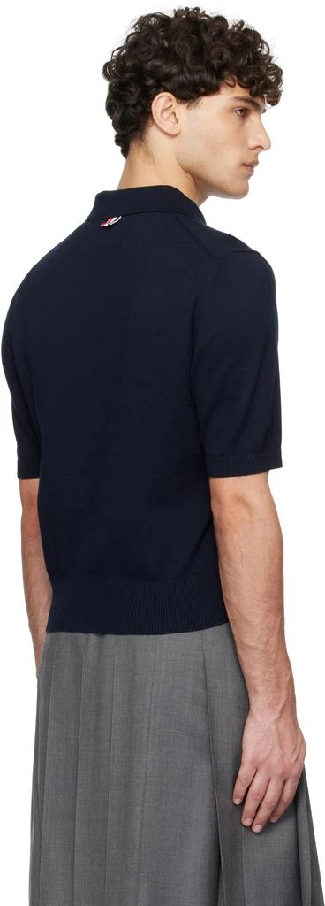 Thom Browne Navy Cotton 4-Bar Relaxed Fit Polo 3
