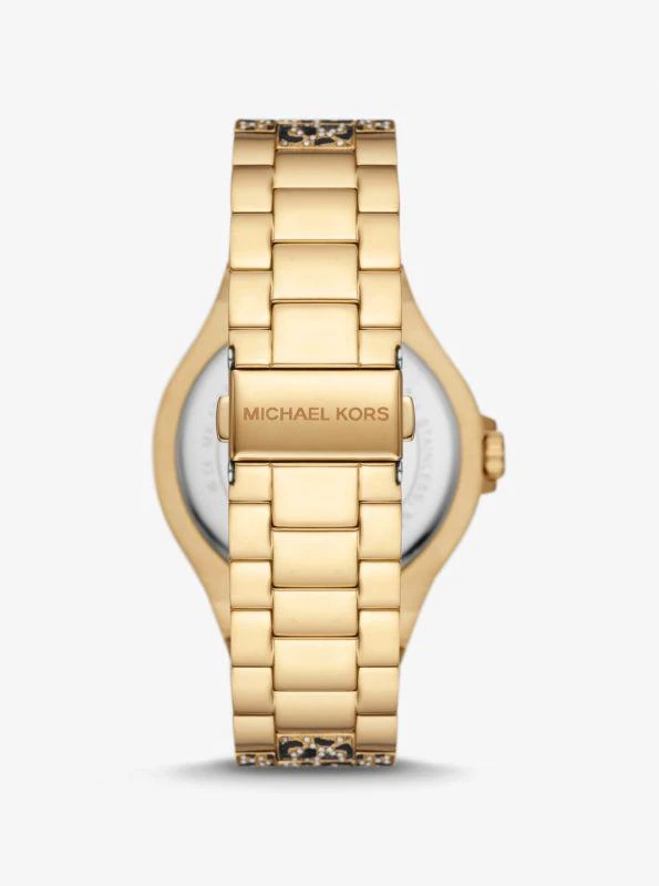 Michael Kors Oversized Lennox Animal Pavé Gold-Tone Watch 3
