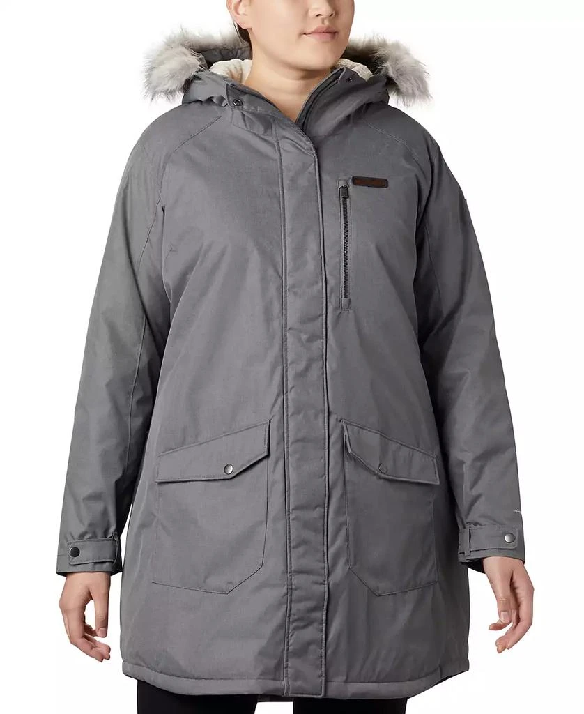 Columbia Plus Size Suttle Mountain™ Hooded Faux-Fur-Trim Long Insulated Coat 1
