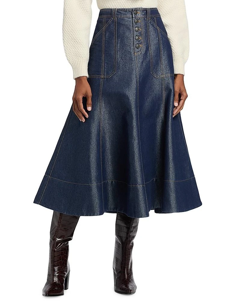 Cinq à Sept Benji Denim A-Line Midi-Skirt 3