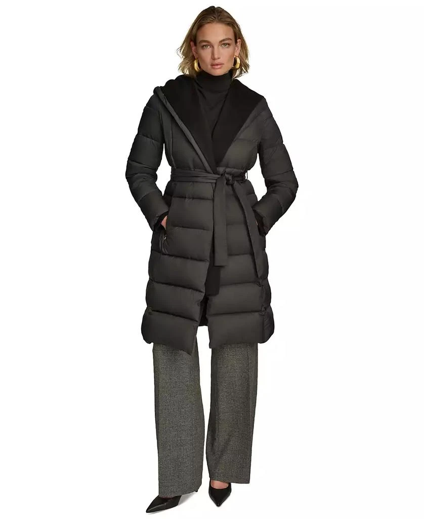 Donna Karan Women's Belted Hooded Puffer Coat 7