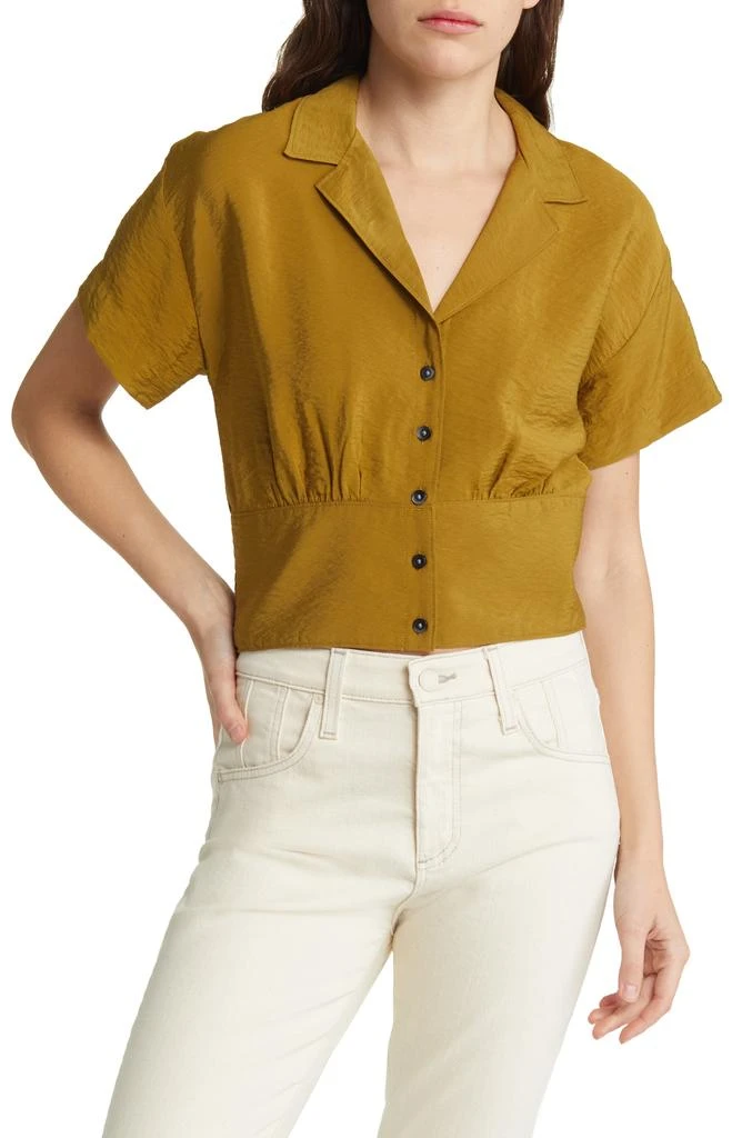Madewell Drapey Banded Bottom Button-Up Top 1