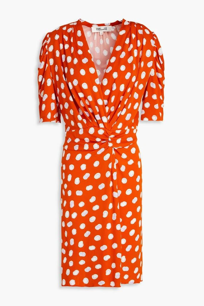 Diane von Furstenberg Duncan ruched printed jersey mini dress 1