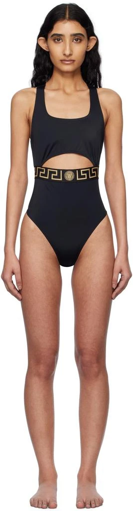 Versace Black Greca Border One-Piece Swimsuit 1