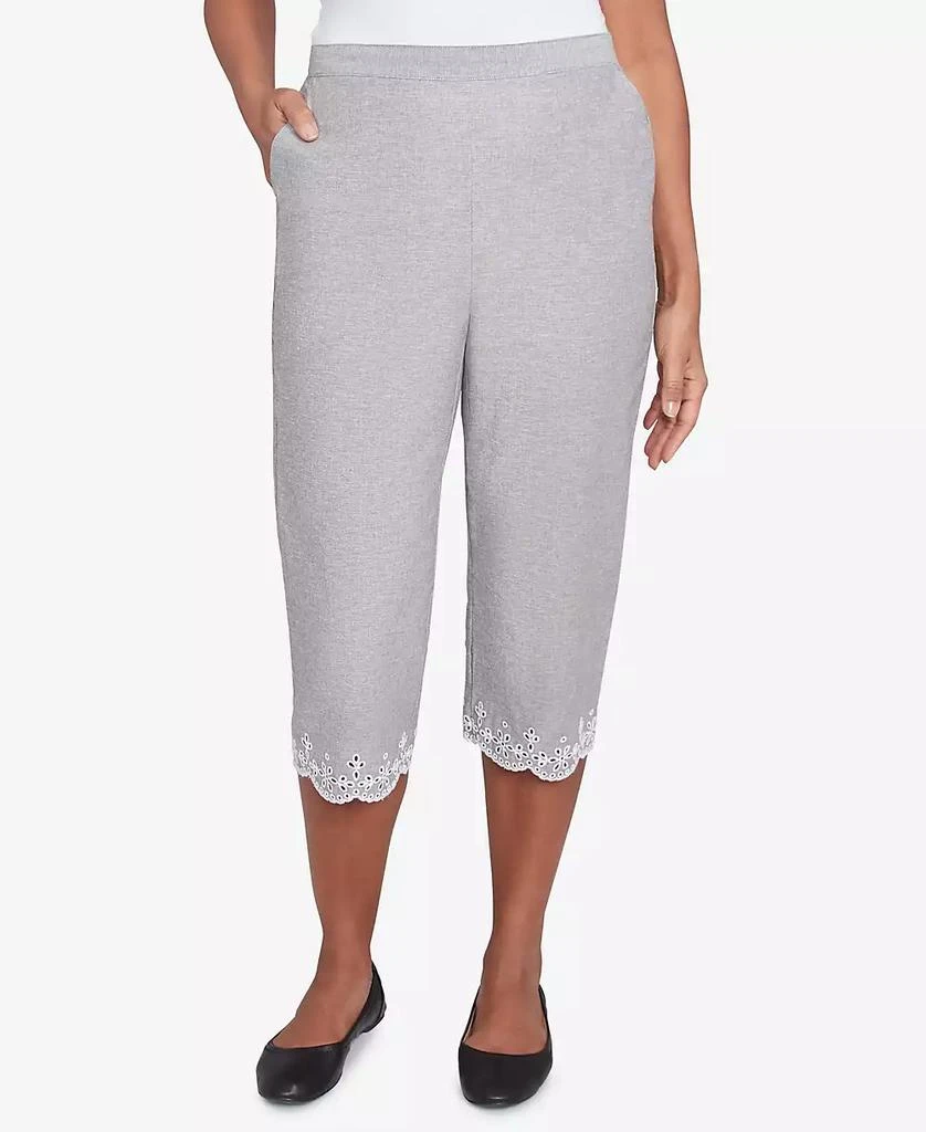 Alfred Dunner Women's Crystal Springs Eyelet Embroidered Capri Pants 1