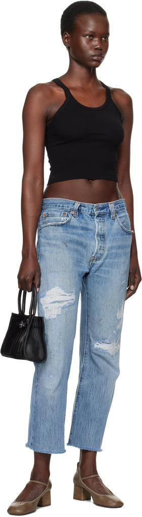 Re/Done Black Hanes Edition Cropped Ribbed Tank Top 4