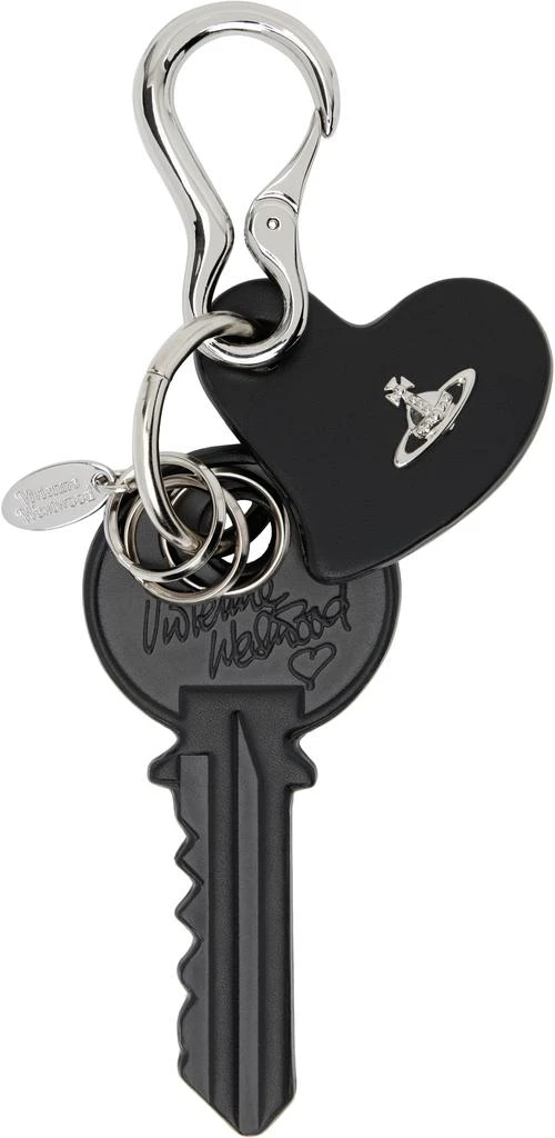 Vivienne Westwood Black Leather Key 
Heart Keychain