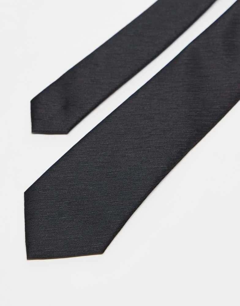 French Connection Mens French Connection plain woven tie in black 2