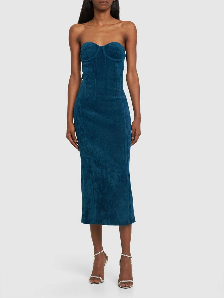 GALVAN Titania Compact Velvet Knit Midi Dress 1