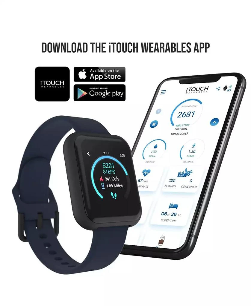 iTouch Air 3 Unisex Black Silicone Strap Smartwatch 40mm with White Amp Plus Wireless Earbuds Bundle 10