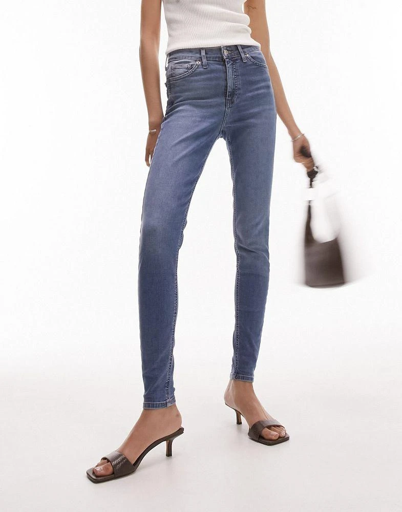 Topshop Topshop high rise Jamie jeans in mid blue 2