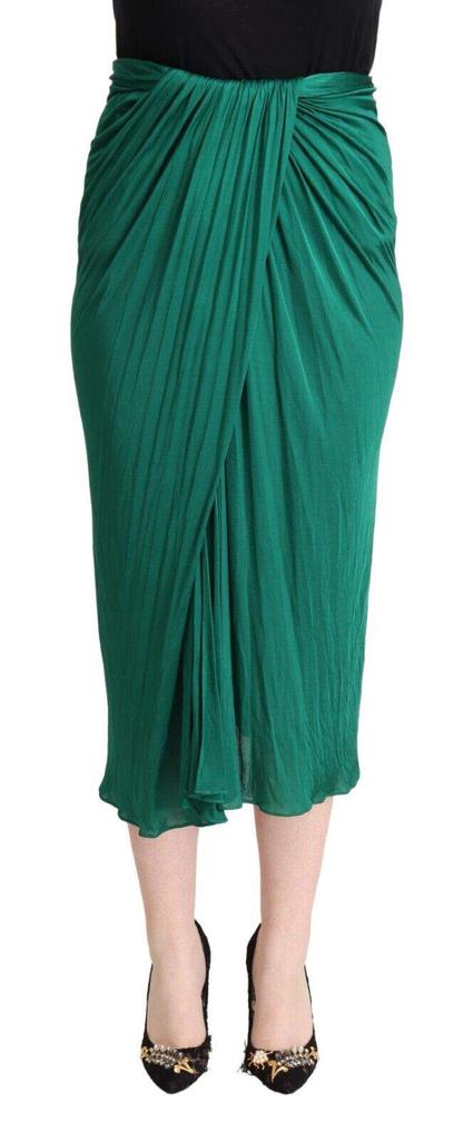 Dolce 
Gabbana Dolce 
Gabbana Dark Green High Waist Midi Pencil Cut Pleated Skirt