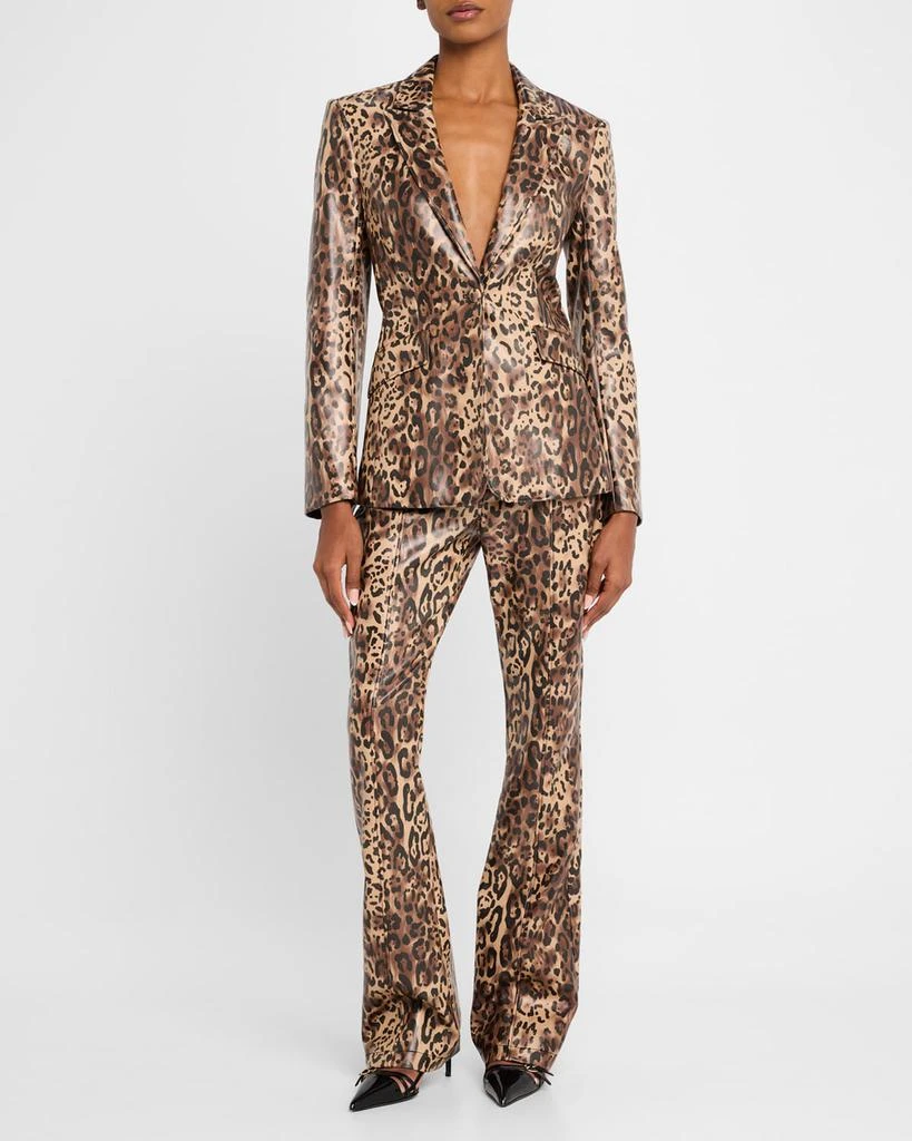 Cinq a Sept Leopard Faux Leather Blazer 2