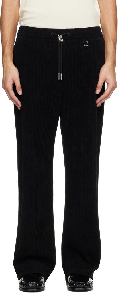 Wooyoungmi Black Banded Ribbed Sweatpants