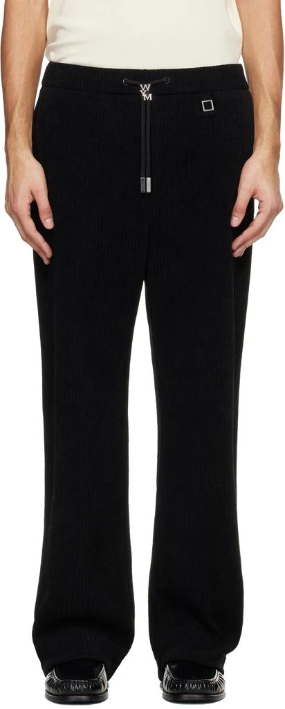Wooyoungmi Black Banded Ribbed Sweatpants 1