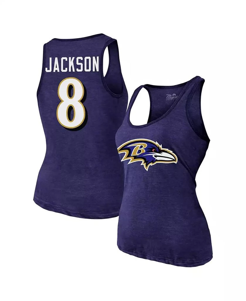 Majestic Women's Lamar Jackson Purple Baltimore Ravens Name Number Tri-Blend Tank Top 1