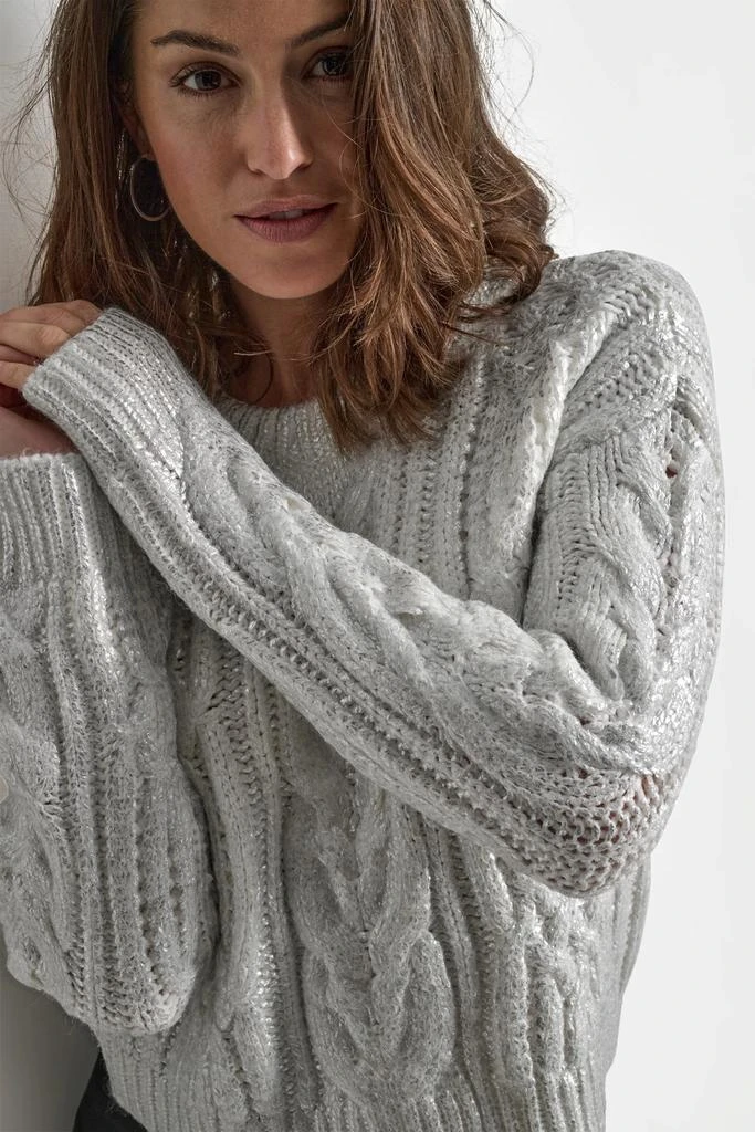 DKNY FOIL PRINT CHUNKY CABLE SWEATER 7
