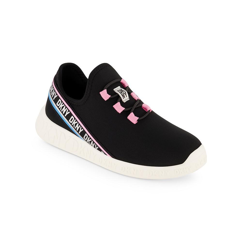 DKNY Little Girls Elastic Laces Slip On Athletic Sneakers