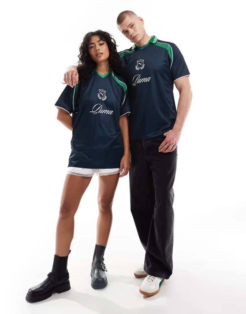 Puma Puma Archive print Football jersey in navy & green - exclusive to ASOS 2