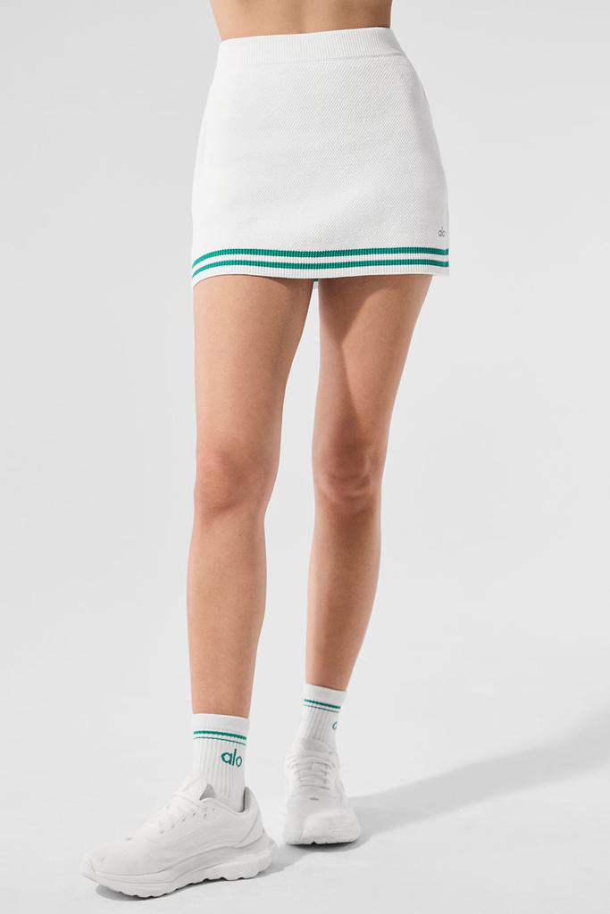フィットネスボトムス \"ALO Yoga\" Tennis Club Sweater Knit Skirt Tennis Club Sweater Knit Skirt - Spearmint/White | Alo Yoga