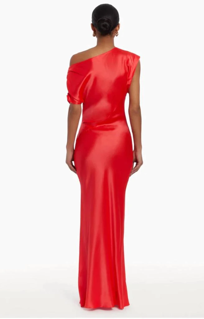 strapless open back dress Amanda Uprichard X Revolve Wolfe Strapless Crimson Red Gown