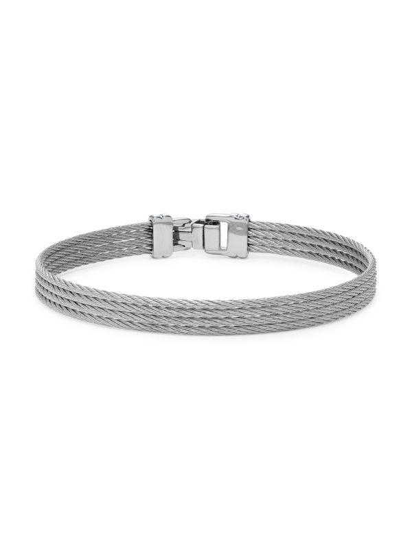 ALOR Two Tone Stainless Steel Multi Row Cable Bracelet