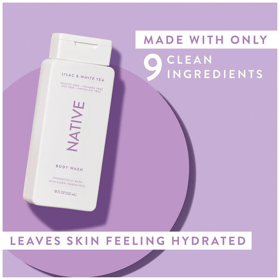 Native Body Wash, Sulfate Free, for Women and Men Lilac & White Tea 7