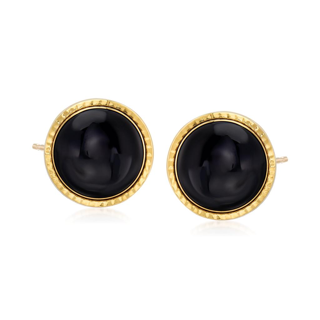 Ross-Simons Ross-Simons 12mm Black Onyx Stud Earrings in 14kt Yellow Gold