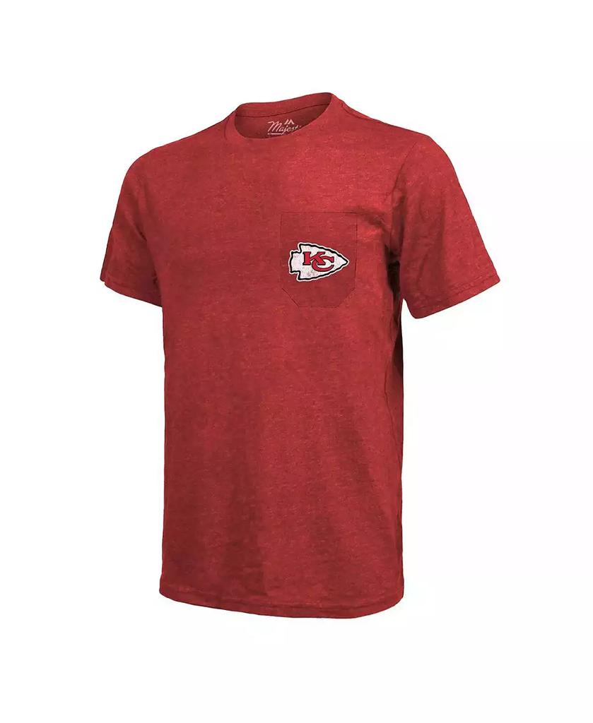 Majestic Men's Threads Red Kansas City Chiefs Super Bowl LVII Champions Running Back Tri-Blend Pocket T-shirt