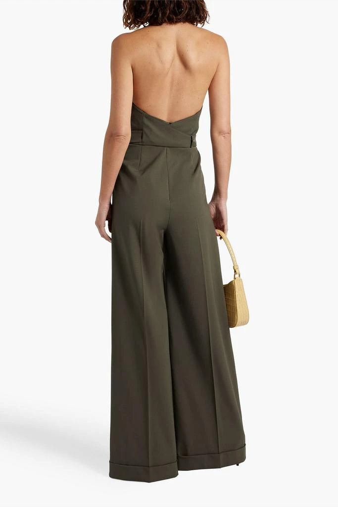 Max Mara Strapless pleated wool-blend twill wide-leg jumpsuit 3