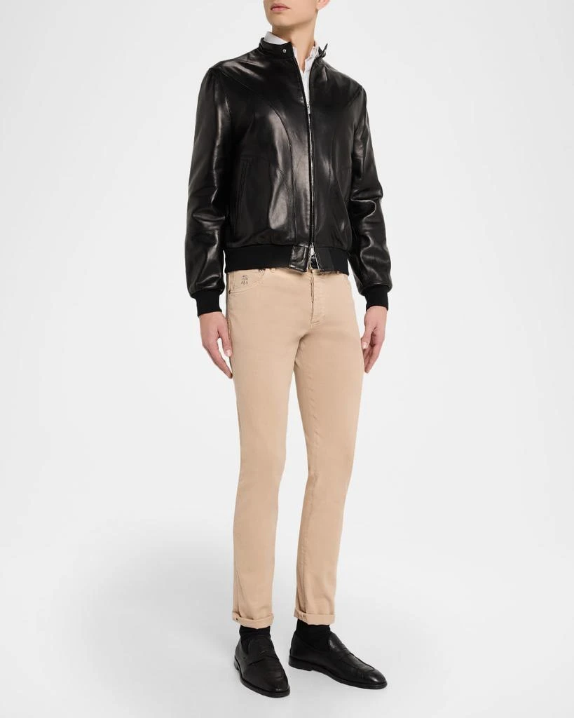 Brunello Cucinelli Men
s Polished Nappa Leather Pilot Jacket 2