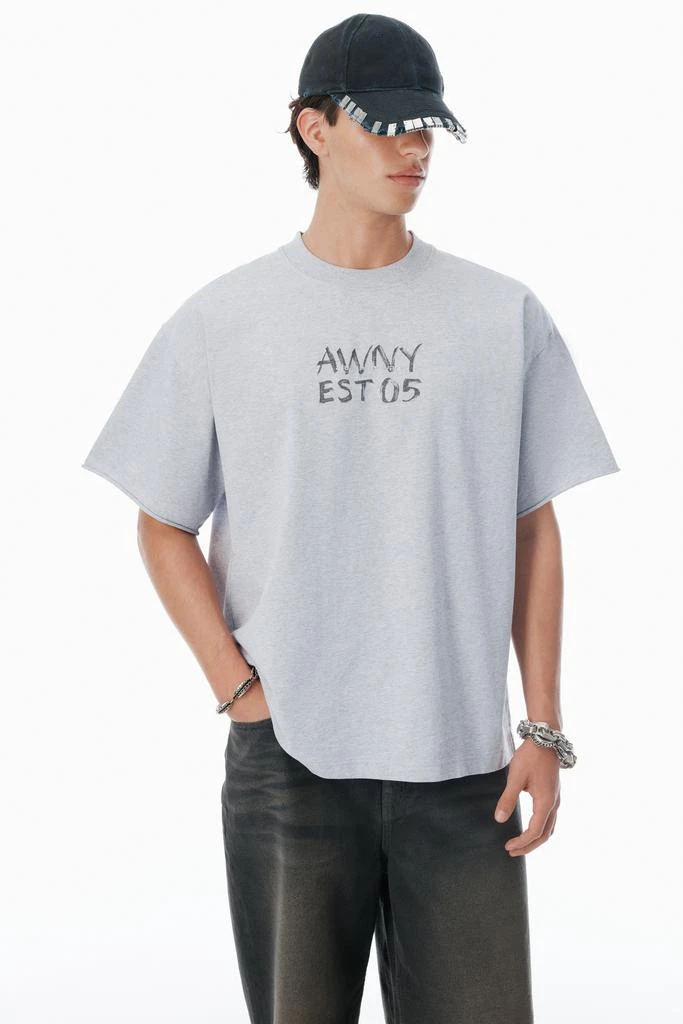 Alexander Wang Light Grey Cotton Boxy Logo T-Shirt 3