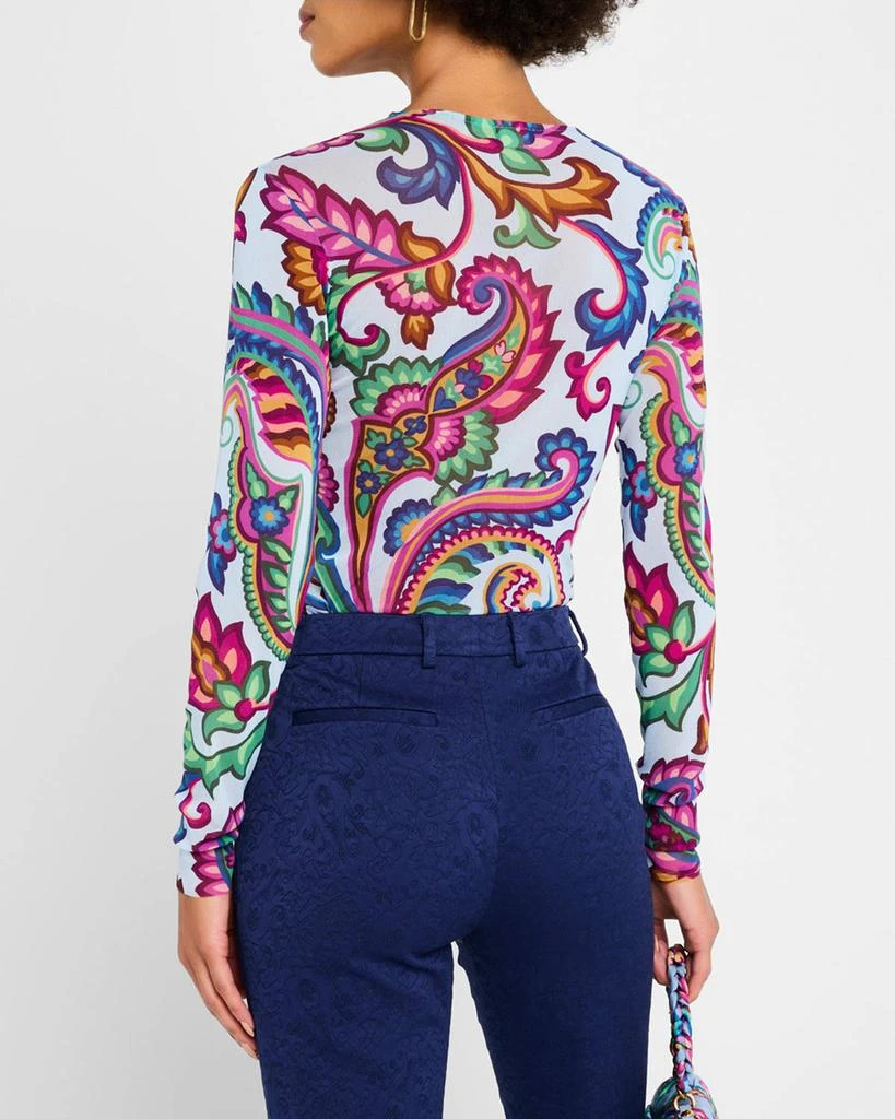 ETRO Garden Paisley Mesh Long-Sleeve Top 4