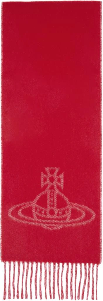 Vivienne Westwood Red & Pink Double Logo Scarf 1