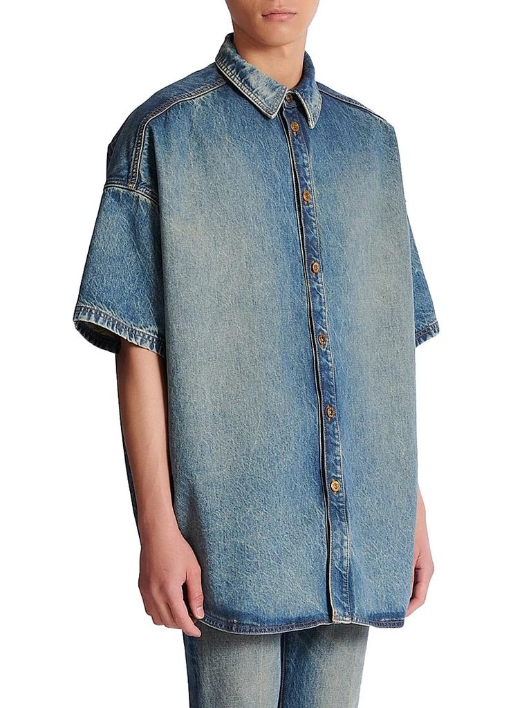 Balmain Denim Short-Sleeve Shirt 5