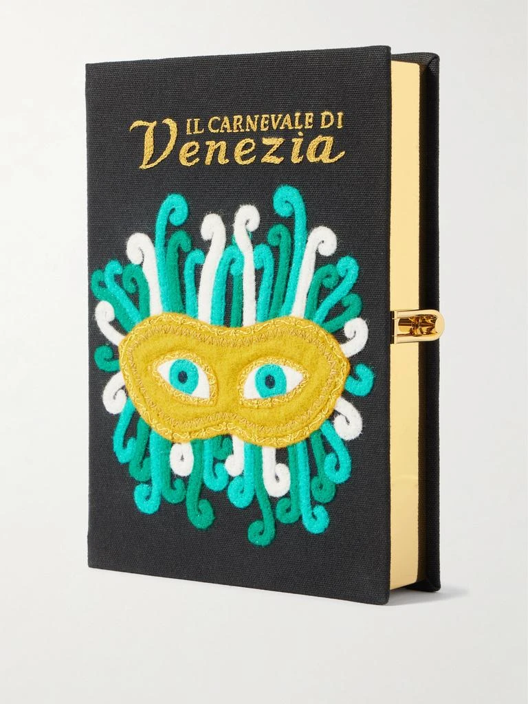 Olympia Le-Tan Carnival Of Venice Embroidered Appliquéd Canvas Clutch