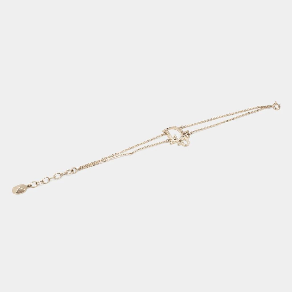 Dior Dior Oblique Charm Crystals Gold Tone Double Chain Bracelet 2