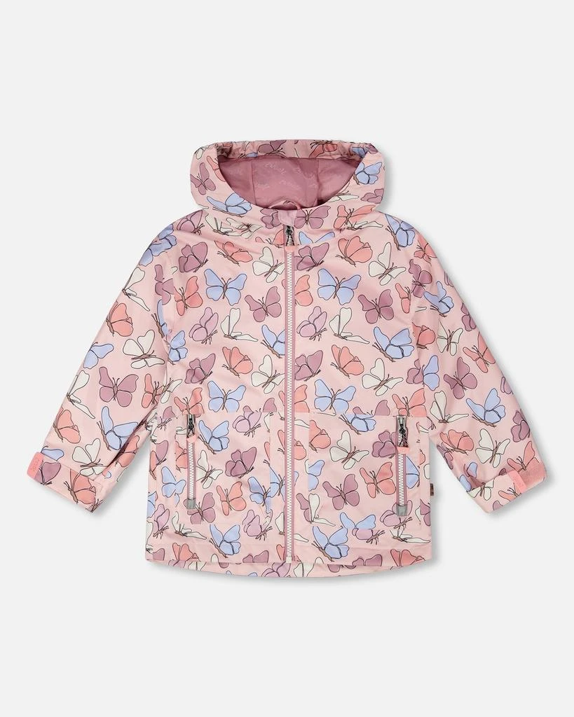 Deux par Deux Mid-Season Jacket Pink Printed Butterflies