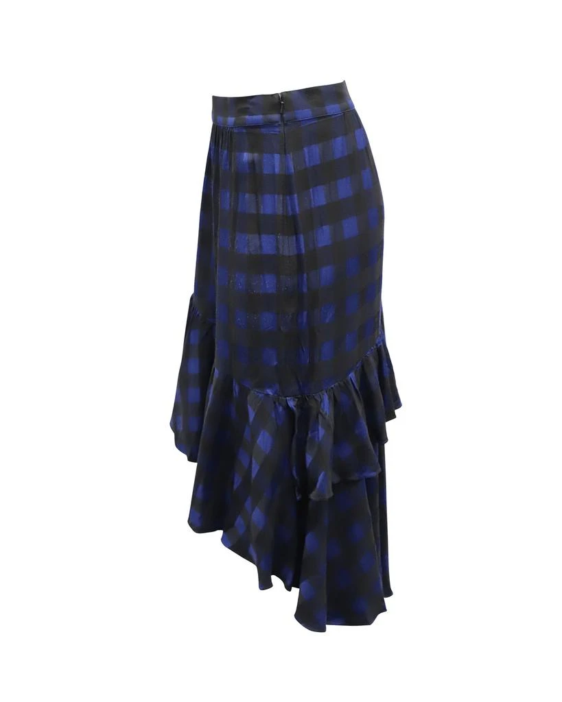 Temperley London Gathered Checked Skirt in Blue Acetate 2