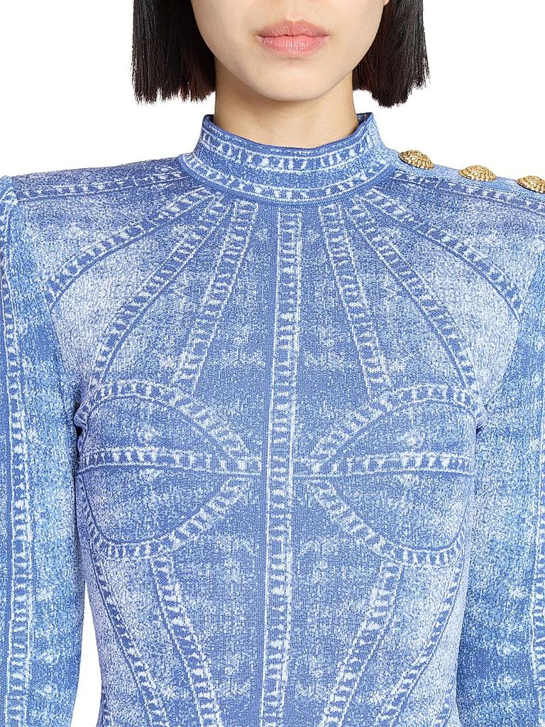Balmain Denim Trompe L'oeil Long-Sleeve Body-Con Minidress 6
