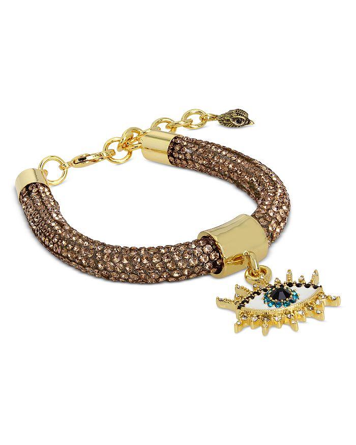 KURT GEIGER LONDON Pavé Evil Eye Charm Bracelet in Gold Tone