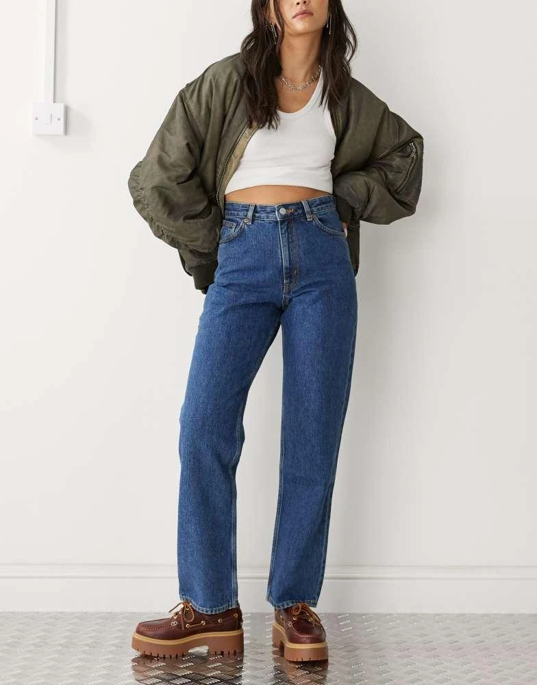 Monki Monki Taiki high waist balloon leg jeans in dark blue 1