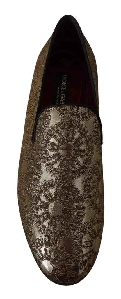 Dolce & Gabbana Dolce & Gabbana Gold Jacquard Flats Mens Loafers Shoes 5