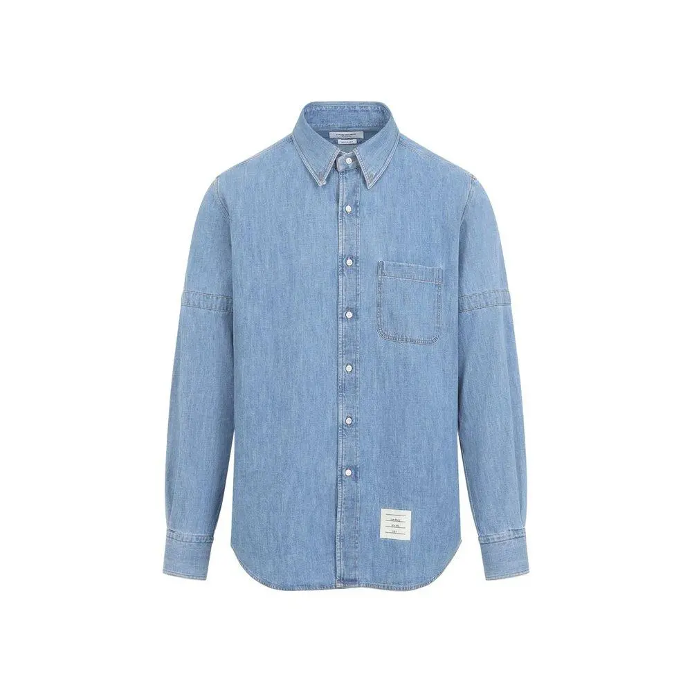 Thom Browne Thom Browne Logo Patch Denim Shirt